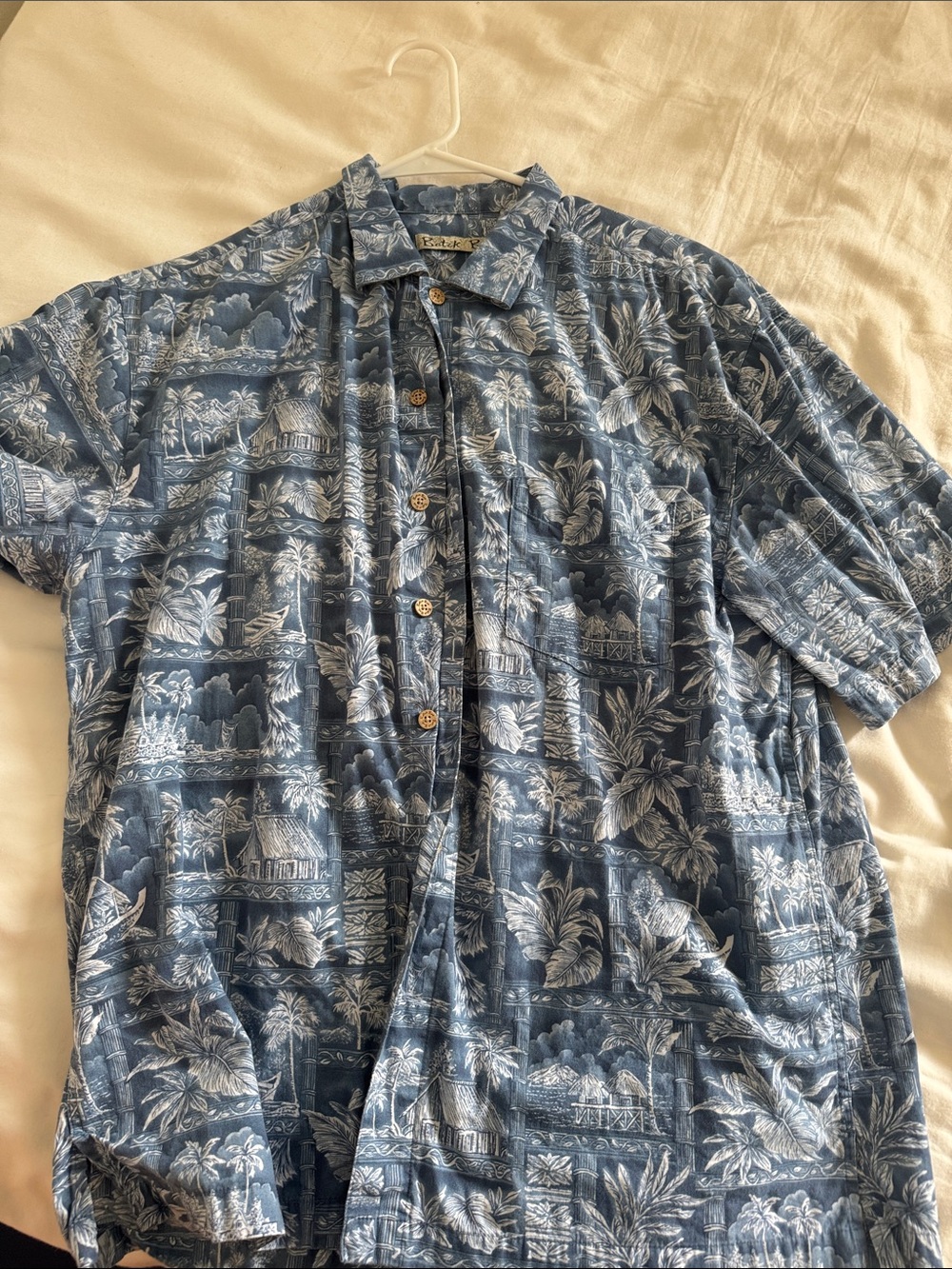 Blue Hawaiian Print Short-Sleeve Men's Shirt